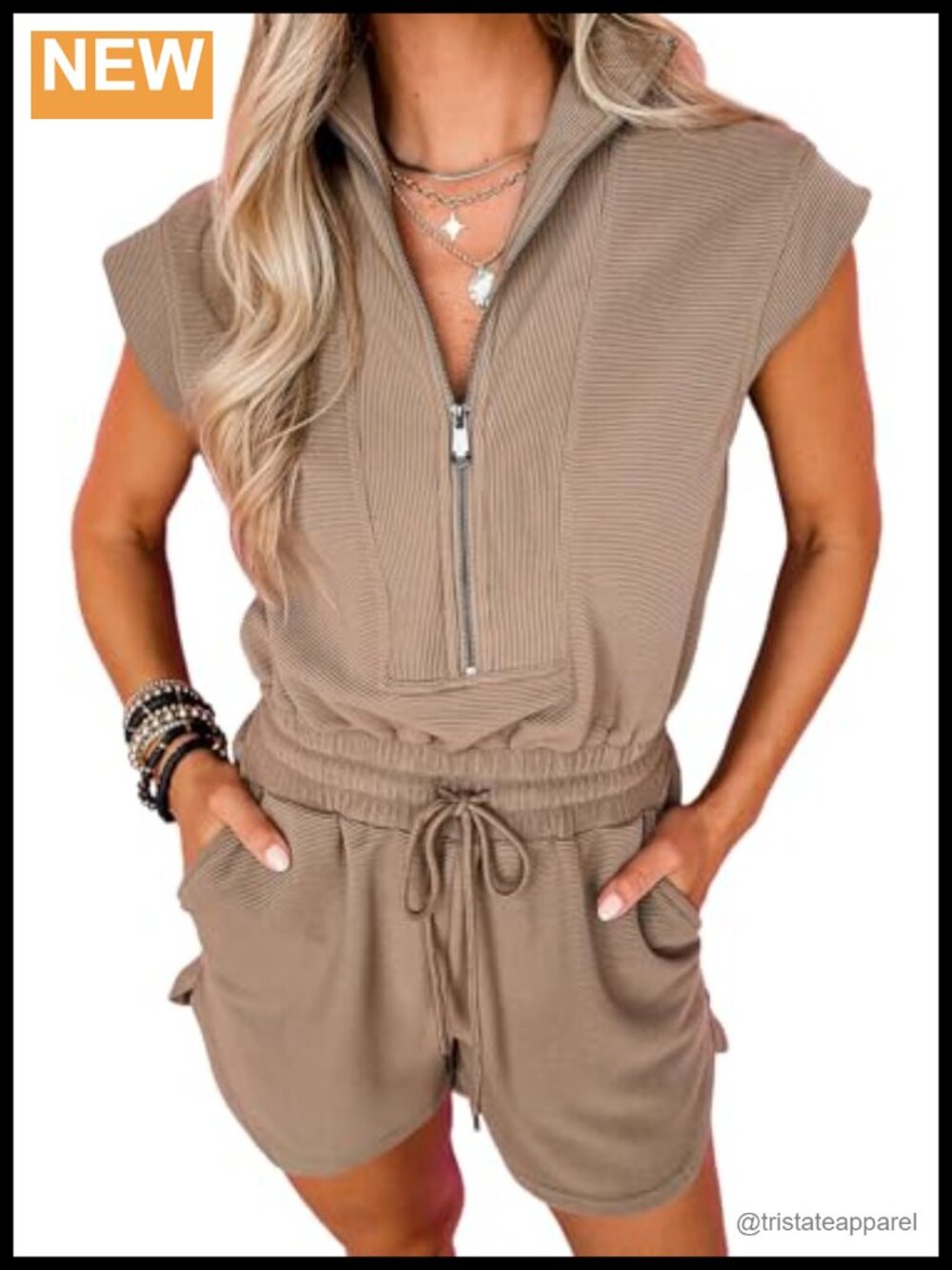 Womens Summer Romper Half Zip Short Sleeve with Pockets Casual One Piece